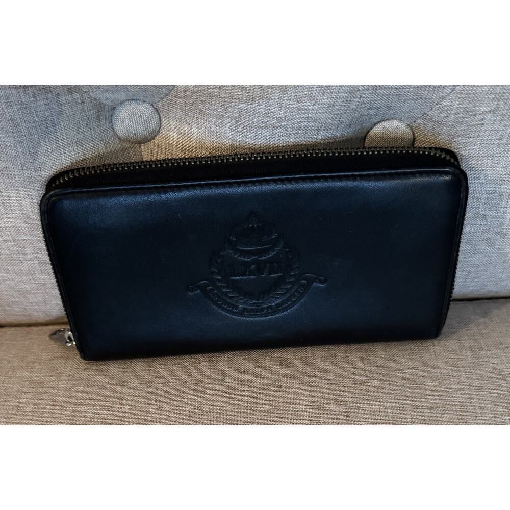 Lauren Ralph Lauren LRL Vintage Black Leather Zip-Around LXVII Wallet Clutch